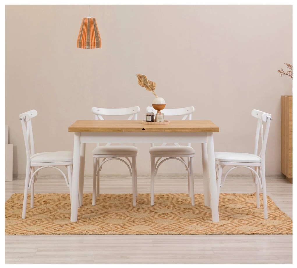 Set mobilier sufragerie Duvasa 26 (alb) (pentru 4 persoane). 1093811