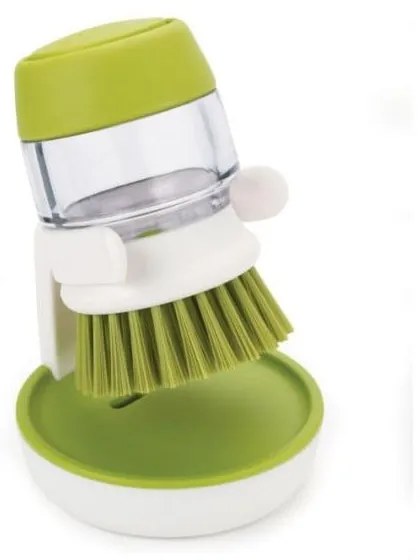 Perie cu dozator și suport Joseph Joseph Palm Scrub, verde