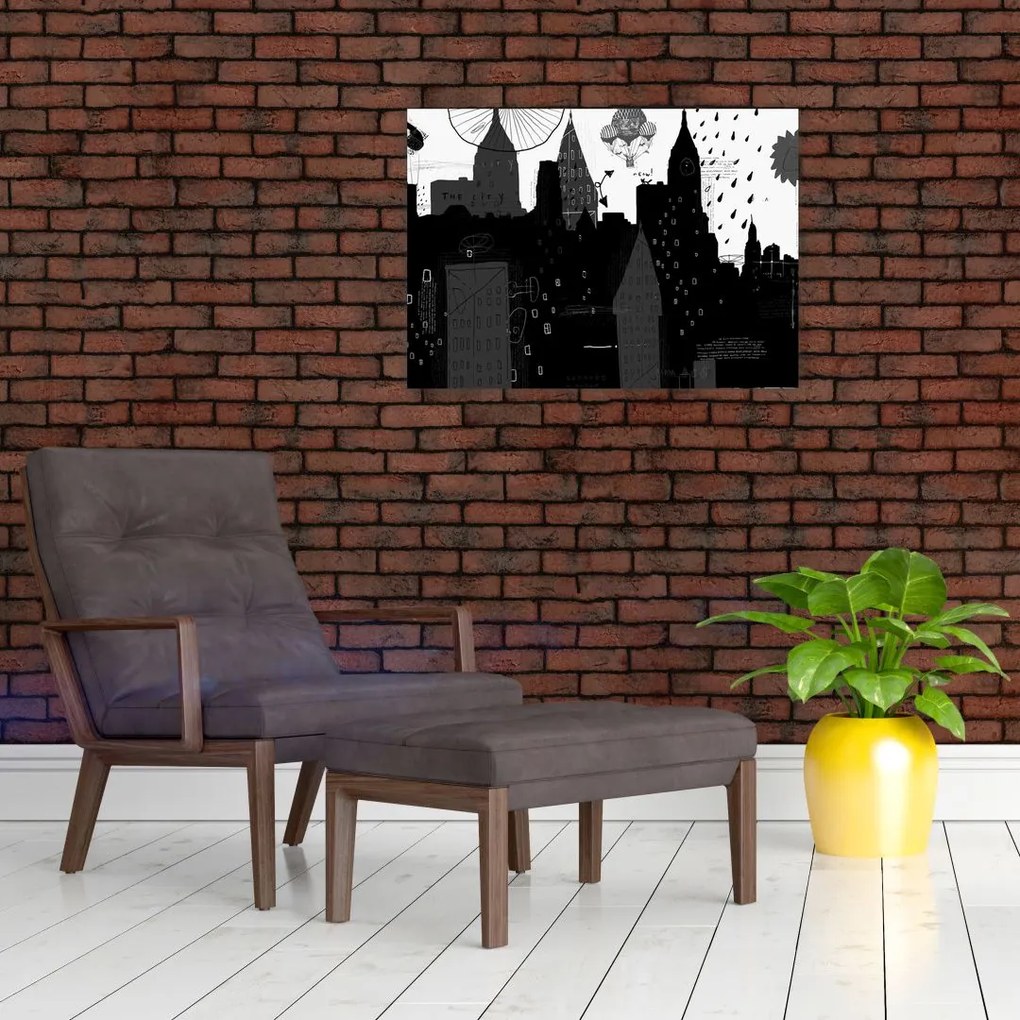 Tablou - Oraș cu inscripții și modele (70x50 cm)