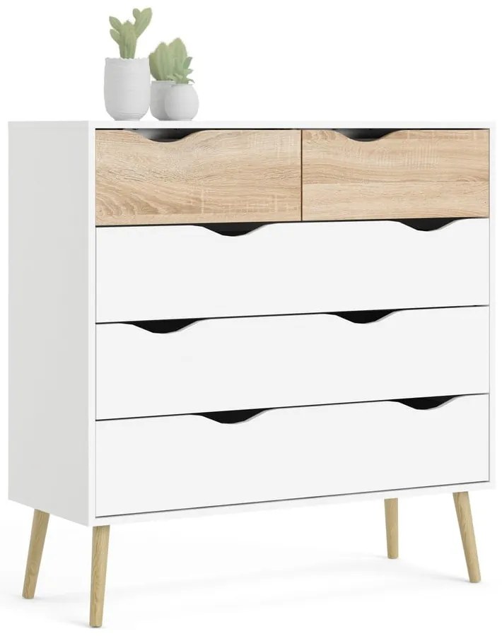 Comodă Tvilum Oslo, 99x101 cm, alb-natural