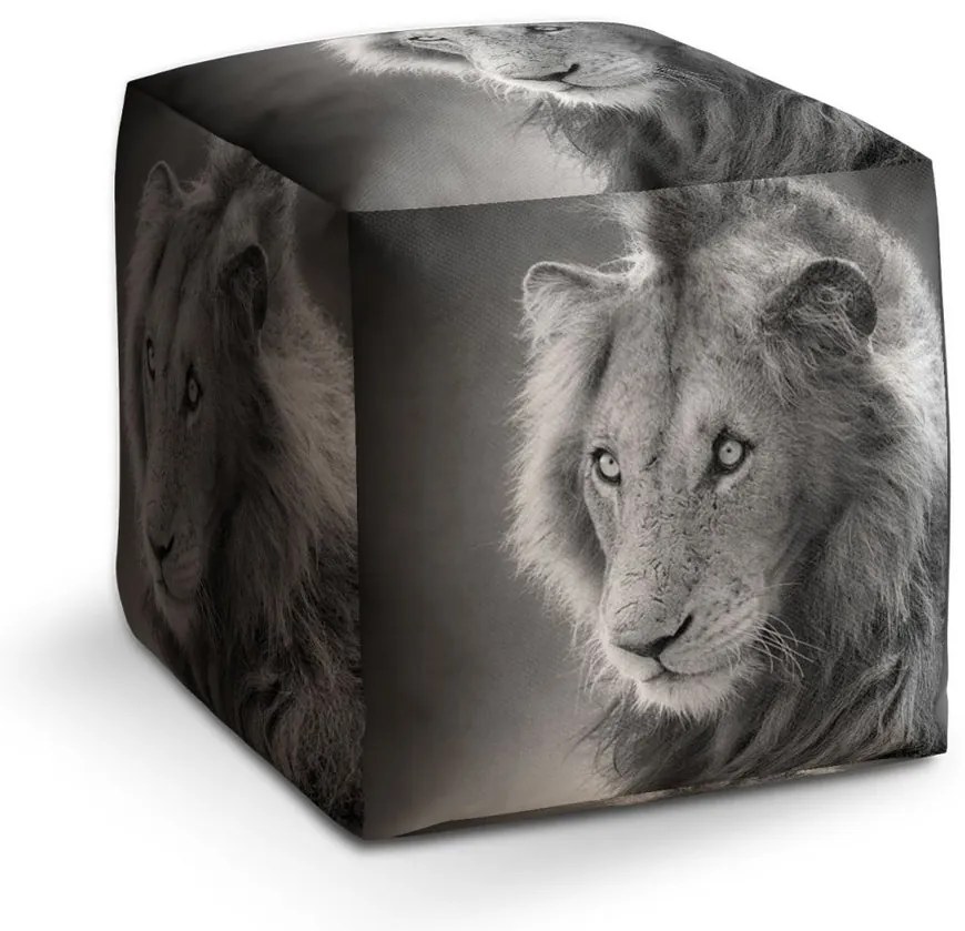 Taburet Cube pui de leu, gri