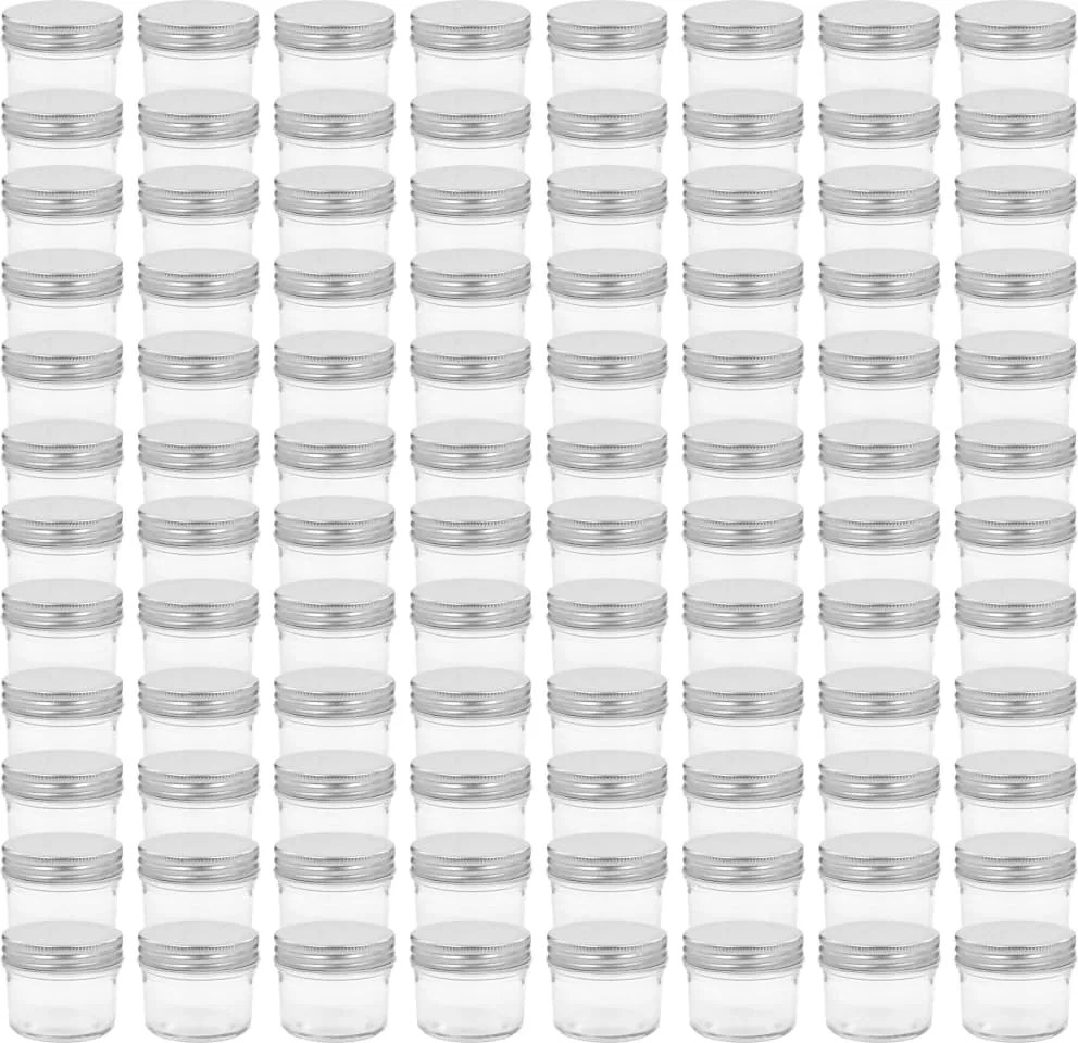 vidaXL Borcane din sticlă pentru gem, capace argintii, 96 buc, 110 ml