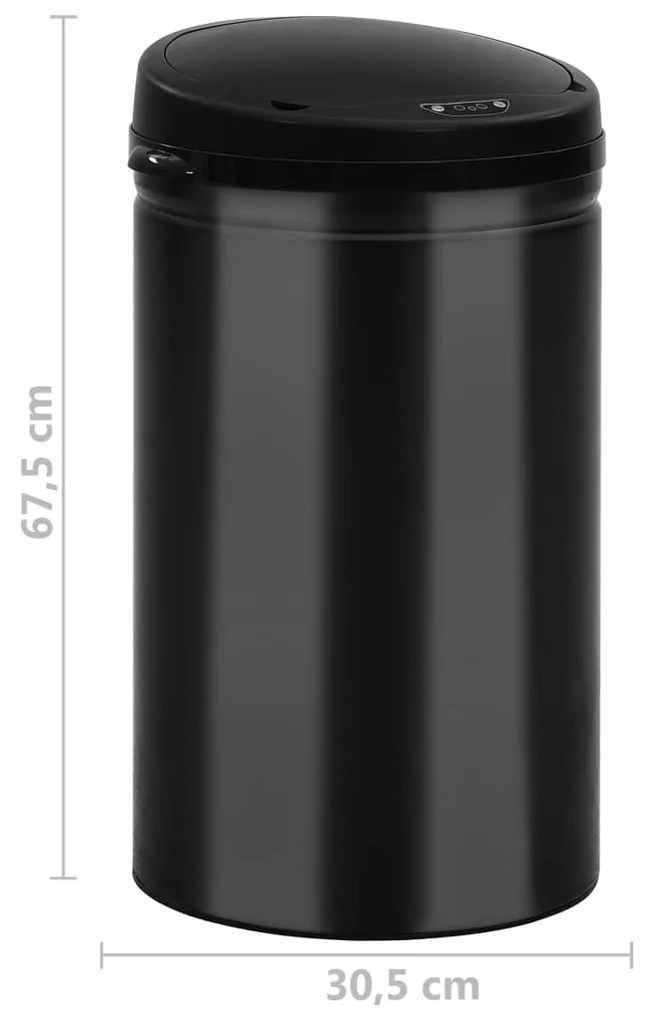 Cos de gunoi automat cu senzor, 40 L, negru, otel carbon Negru, 40 l