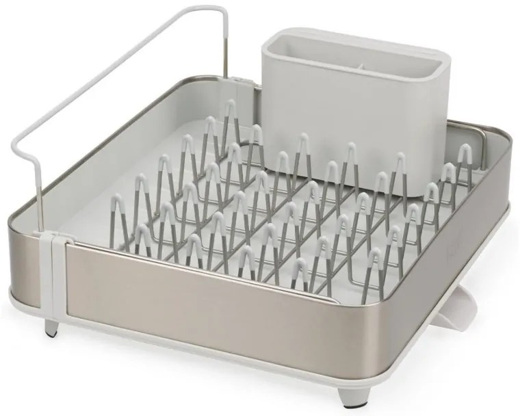 Uscator de vase Joseph Joseph Extend 851692, Extensibil, Drenaj, Suport ustensile si tacamuri detasabil, Sampanie/Alb