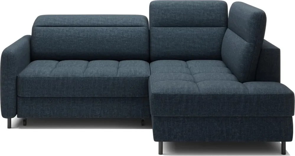 Colțar albastru extensibil/cu spațiu de depozitare cu tapițerie din catifea (cu colț pe partea dreaptă/în formă de ”L”) Barea – ELTAP