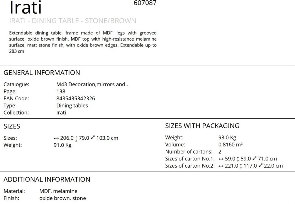 Masa dining extensibila design lux Irati
