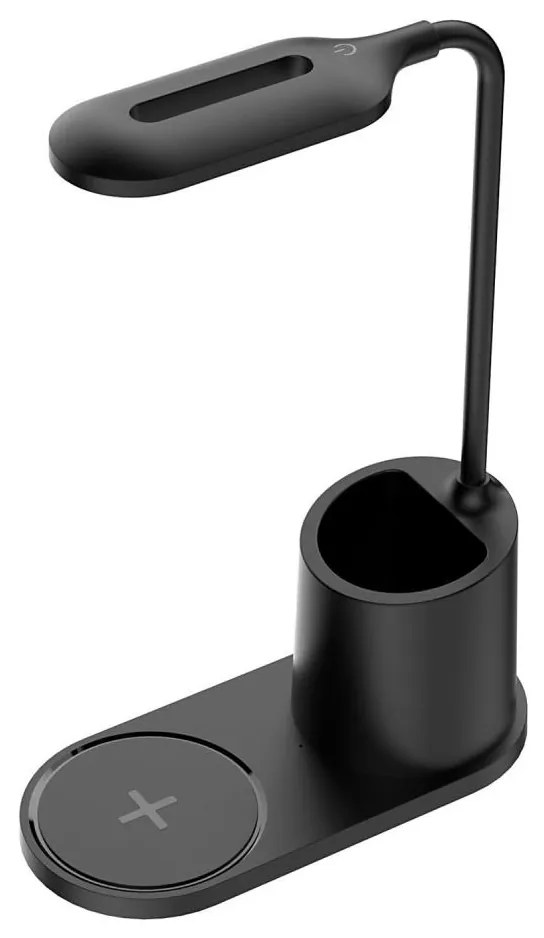 Lampă LED de birou LED/3W/5V cu încărcare fără fir, culoare neagră