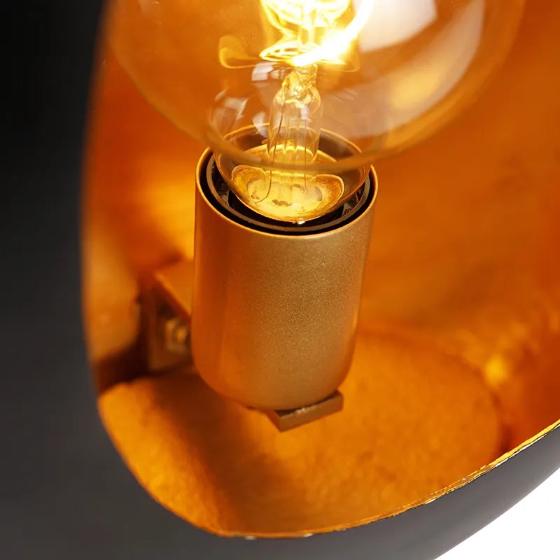 Lampa de masă de design neagră cu interior auriu 36 cm - Cova