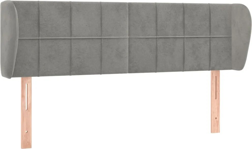 vidaXL Tăblie de pat cu aripioare gri deschis 147x23x78/88 cm catifea