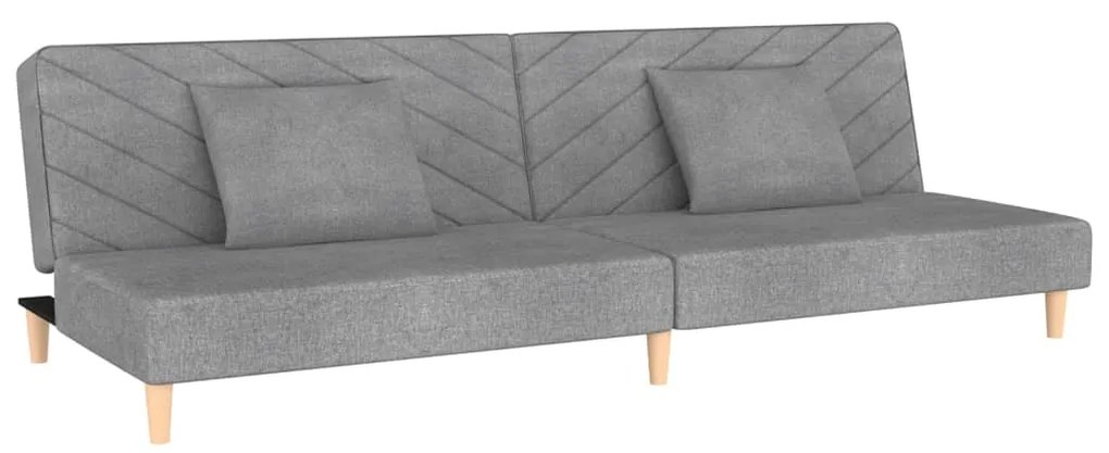 337592 vidaXL Canapea extensibilă cu 2 locuri, 2 perne, gri deschis, textil