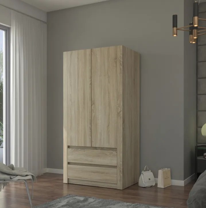 Dulap modern cu două uși MODERN B20 180 x 90 x 55 cm - diferite variante de culoare sonoma mix alb