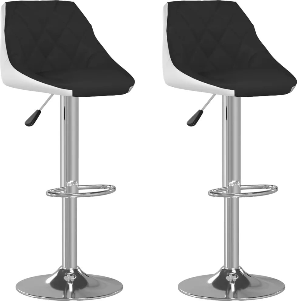 vidaXL Scaune de bar, 2 buc., negru şi alb, piele ecologică