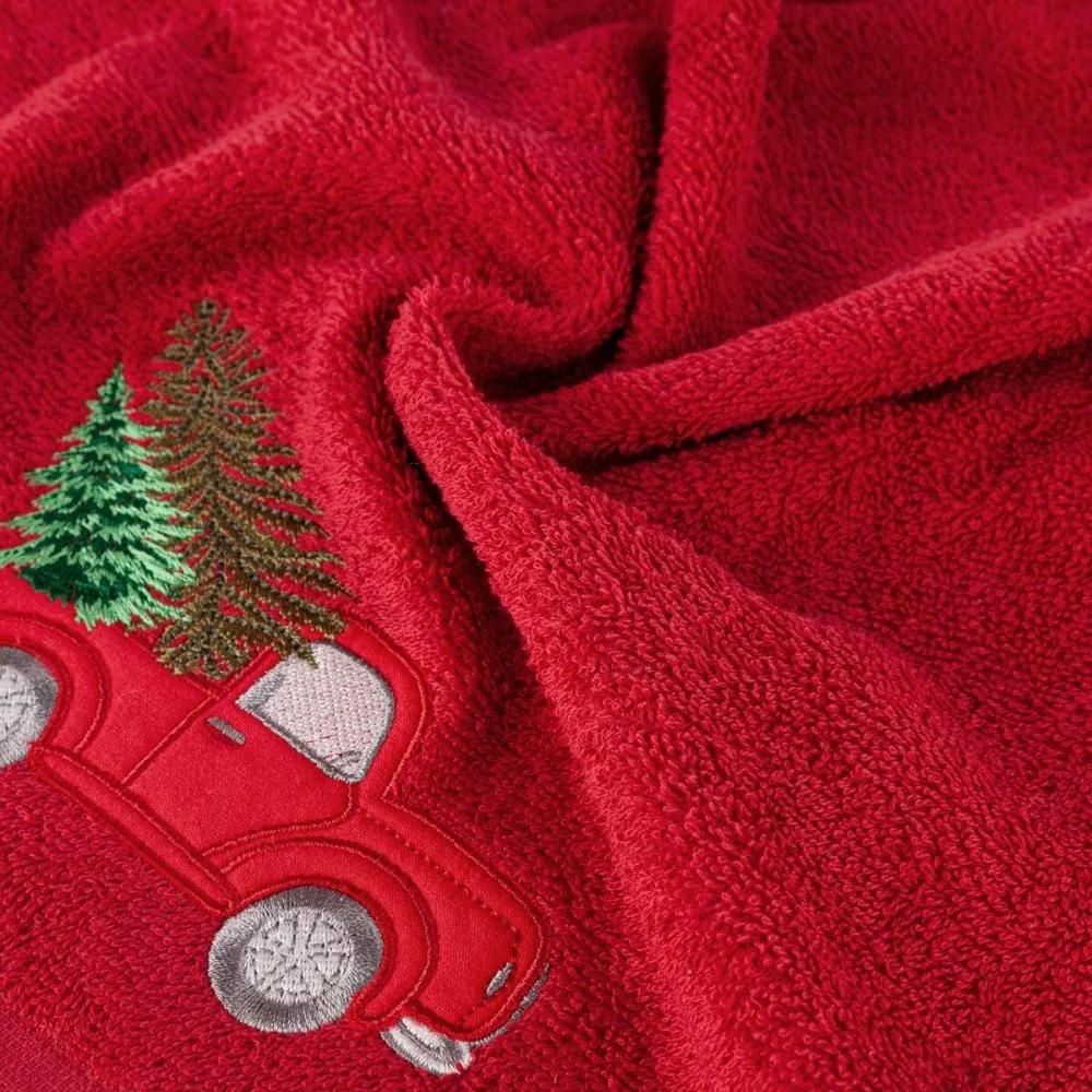 Prosop din bumbac cu model de Crăciun roșu cu masina Lăţime: 70 cm | Lungime: 140 cm