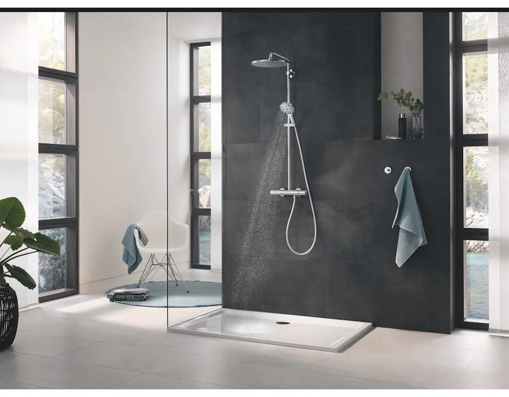Coloana dus cu baterie si termostat Grohe Rainshower SmartActive 310, crom
