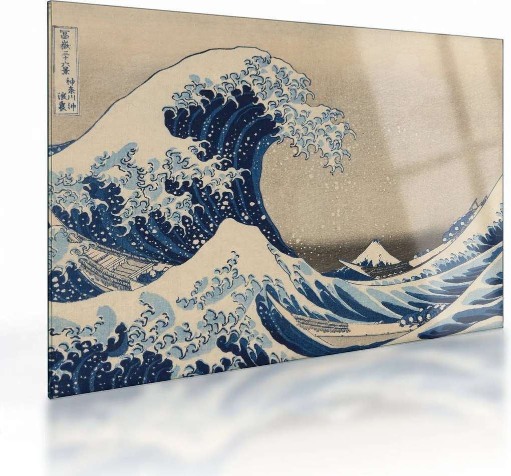 Tablou pe sticlă - Katsushika Hokusai, Under the Wave off Kanagawa, reproducere (70x50 cm)