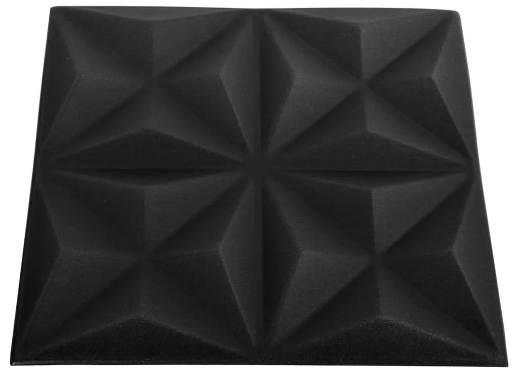 Panouri de perete 3D 48 buc. negru 50x50 cm model origami 12 m   48, Negru origami