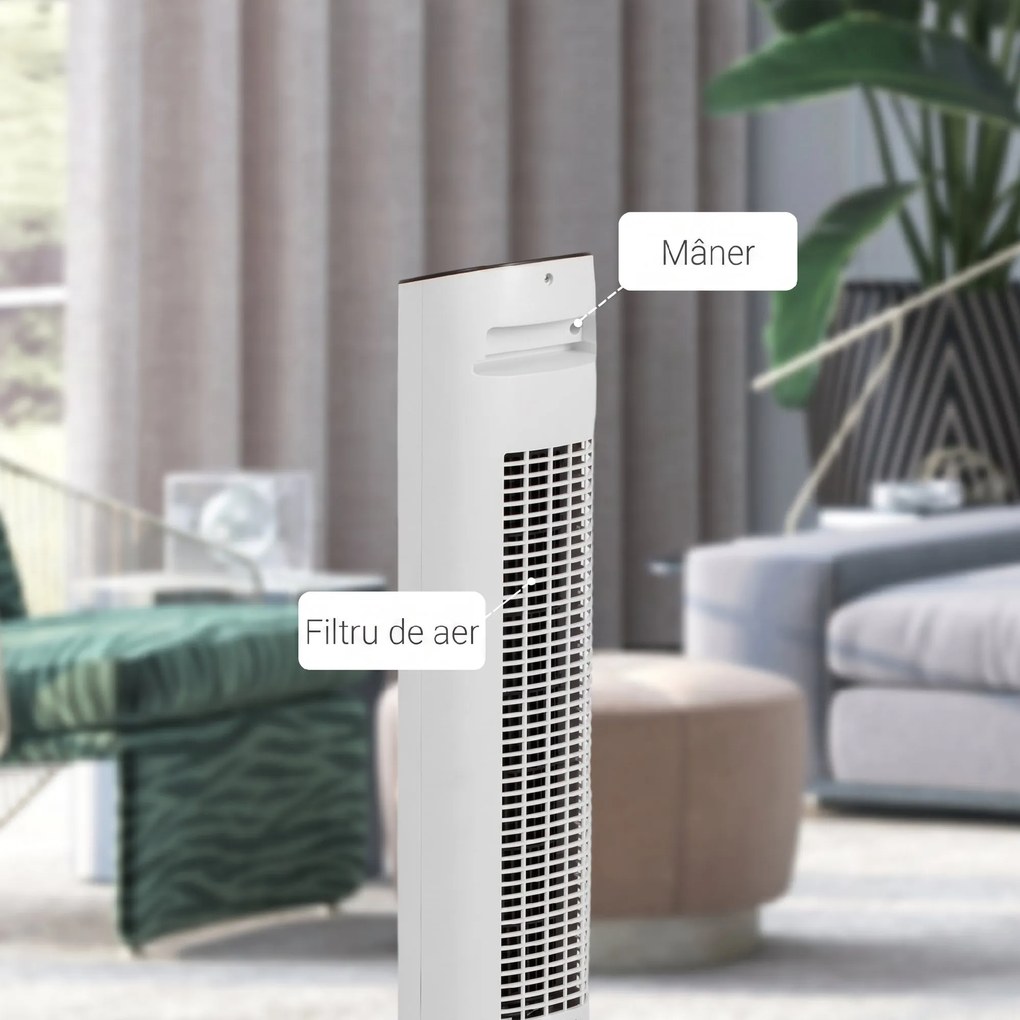 Ventilator turn HOMCOM cu telecomandă, 3 viteze, mod de repaus | Aosom Romania