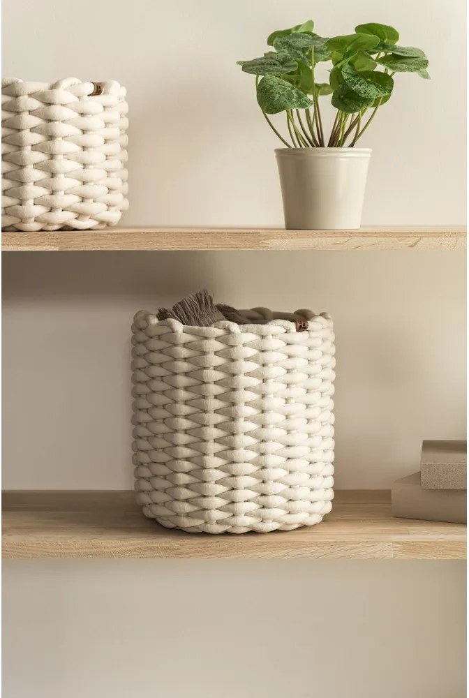 Coș de depozitare din material textil ø 25x25 cm Peach Skin Round M – Bigso