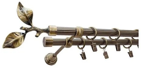 Galerie dubla striata - Galaz /19 - aur antic (Alege marime: 180 cm)