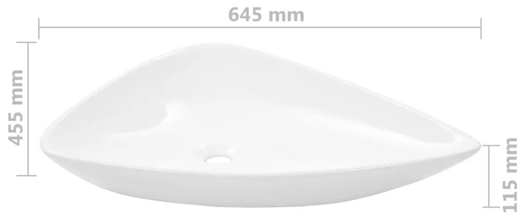 Chiuveta din ceramica, alb, 645 x 455 x 115 mm, triunghi Alb