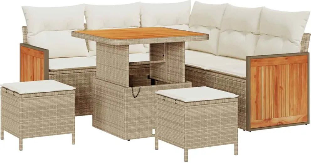 vidaXL Set de canapele pentru grădină 9 pcs Bej și crem poliratan