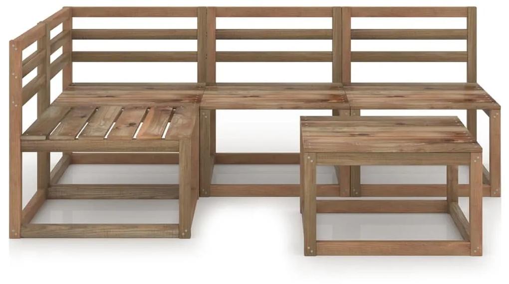 Set mobilier de gradina, 5 piese, maro, lemn de pin tratat