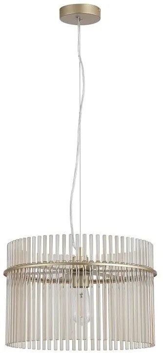 Lustra suspendata metal auriu, tije din sticla Swizzle