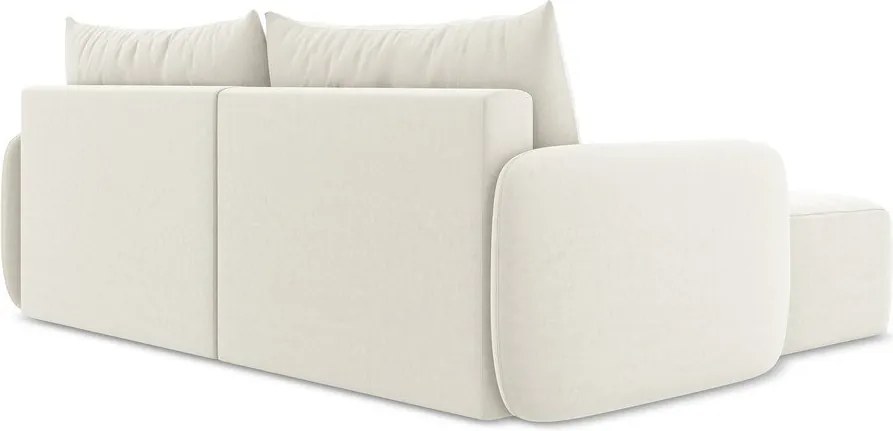 Colțar crem extensibil/cu spațiu de depozitare cu tapițerie din catifea (cu colț pe partea stângă/cu șezlong) Kalena – Makamii