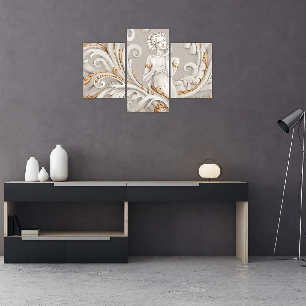 Tablou - Imagine a zeiței într-un fundal ornamental (90x60 cm)