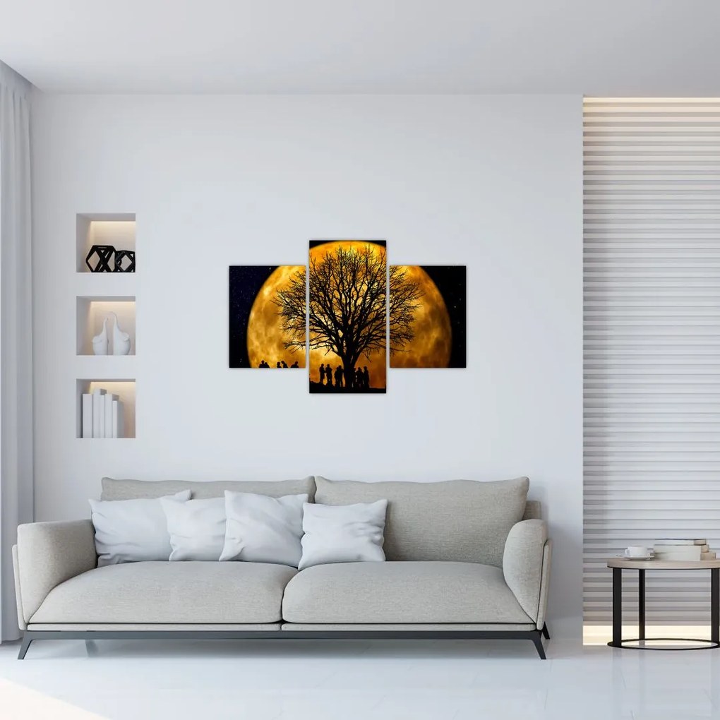 Tablou cu luna și siluete (90x60 cm)