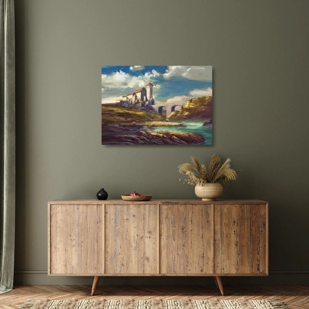 Tablou pe sticlă - Castelul medieval (70x50 cm)