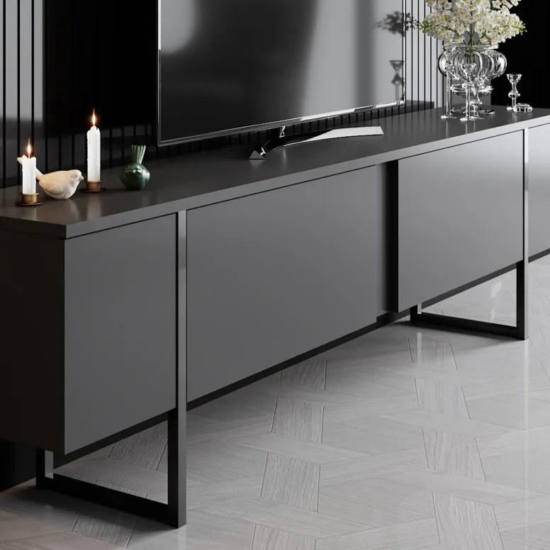 Set de mobilier pentru living Luxe, Antracit- Negru