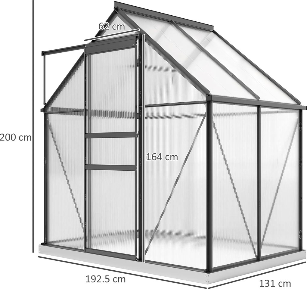 Outsunny Seră Walk-In din Policarbonat 192.5 x 131 cm | Aosom Romania