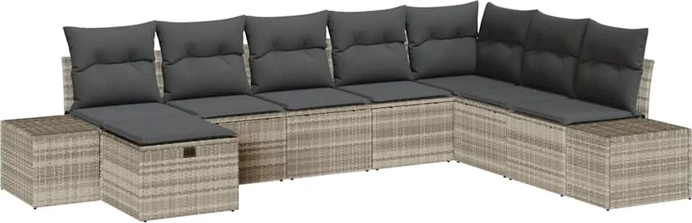 vidaXL Set de canapele pentru grădină 8 pcs Gri deschis poliratan