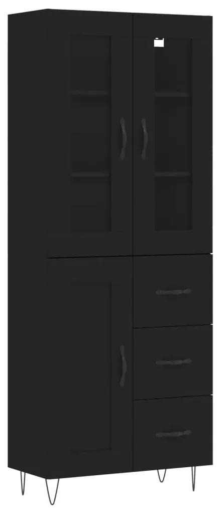 3198690 vidaXL Dulap înalt, negru, 69,5x34x180 cm, lemn compozit