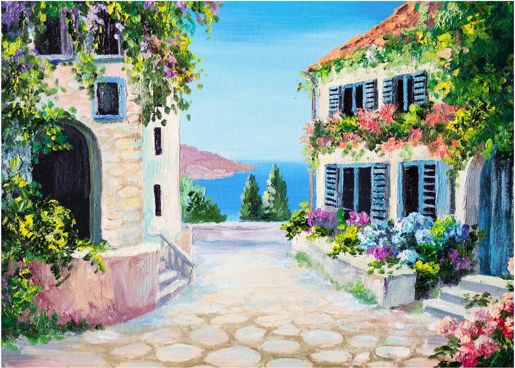 Tablou - Alee grecească, pictură în ulei (70x50 cm)