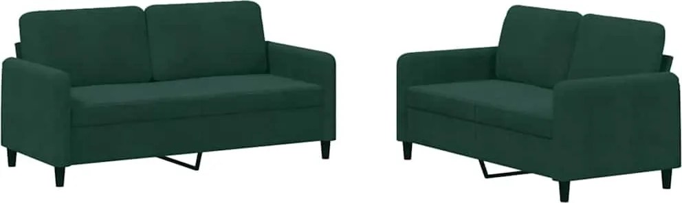 vidaXL Set canapele, 2 piese, verde închis, catifea