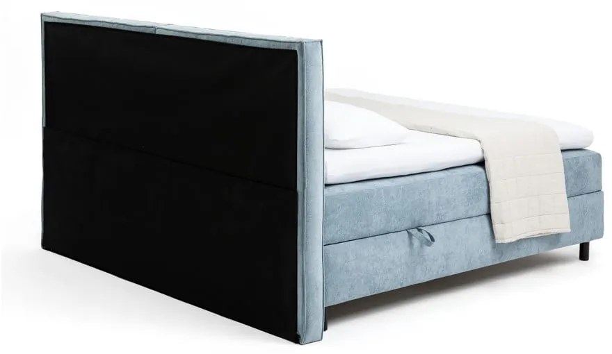 Pat boxspring albastru cu spațiu de depozitare 160x200 cm Elva Bold – Bonami Selection