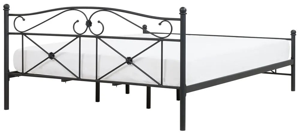 Pat matrimonial 180 cm Ramirez (negru) (cu somieră). 1075597