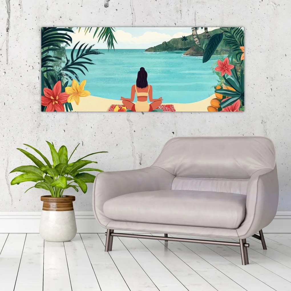 Tablou - Yoghiniță pe plajă (120x50 cm)
