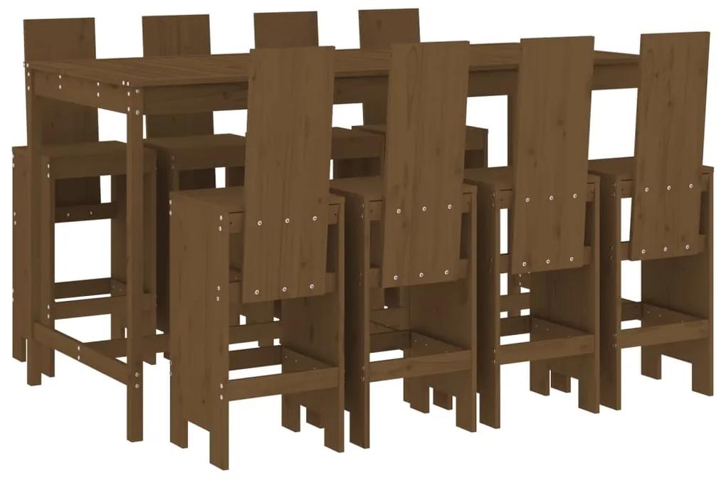 3157790 vidaXL Set mobilier bar de grădină, 9 piese, maro miere lemn masiv pin