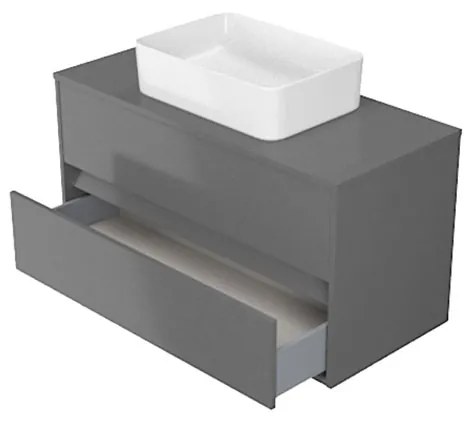 Dulap baie suspendat Cersanit Crea 80 pentru lavoar baie pe blat, gri