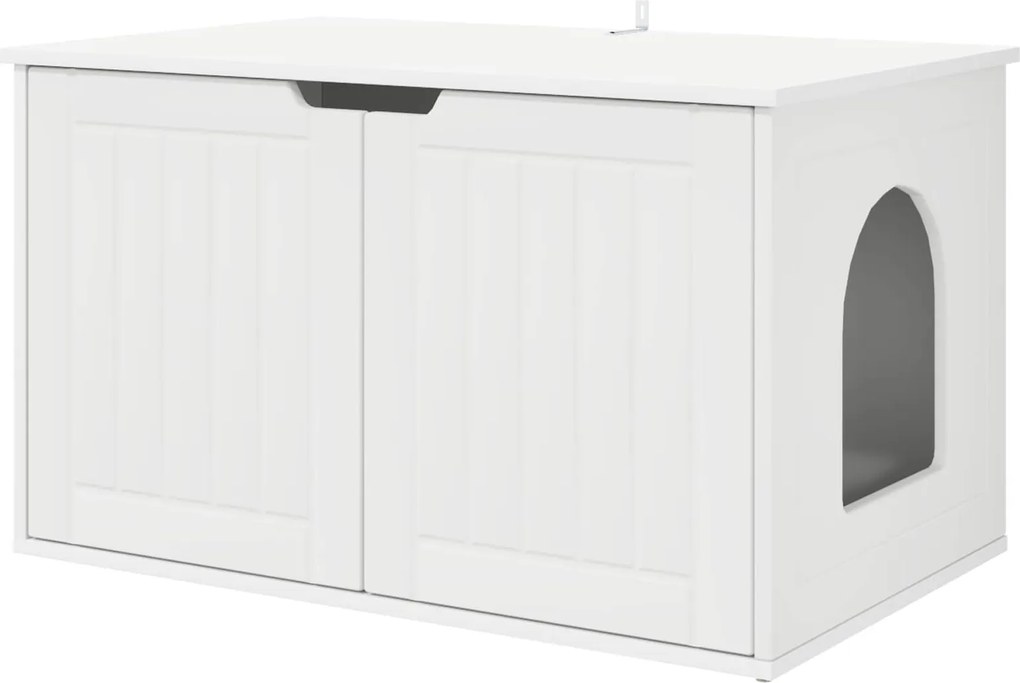 vidaXL Casa pentru pisici Alb 85 x 55 x 50,5 cm Lemn compozit