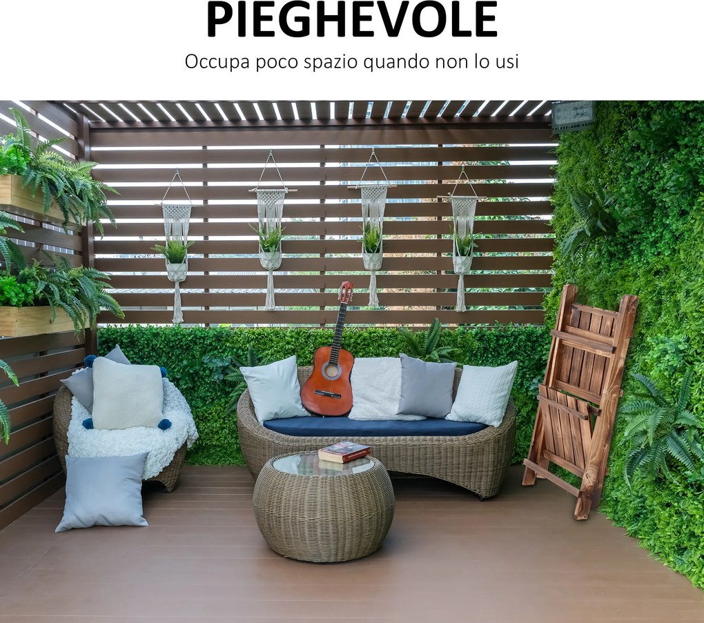 Outsunny Suport pentru Plante Pliabil, Jardinieră cu 3 Niveluri, Raft de Exterior pentru Plante, 40x37x93 cm, Lemn Natural | Aosom Romania