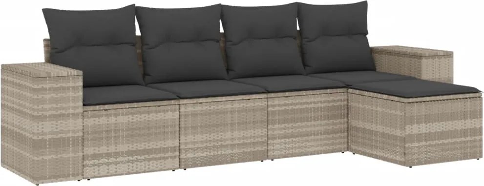 vidaXL Set canapele de grădină cu perne, 5 piese gri deschis poliratan