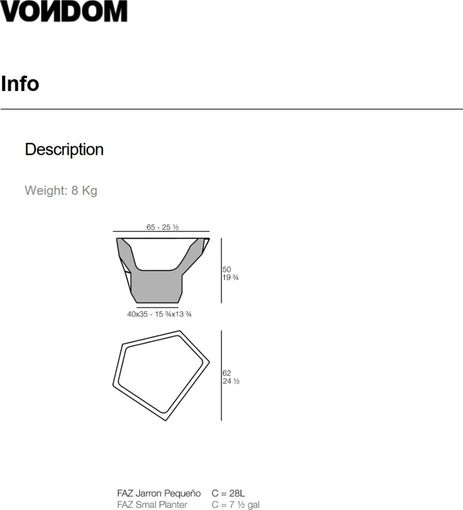 Ghiveci plante design decorativ modern exterior/interior FAZ POT 61x61x50cm