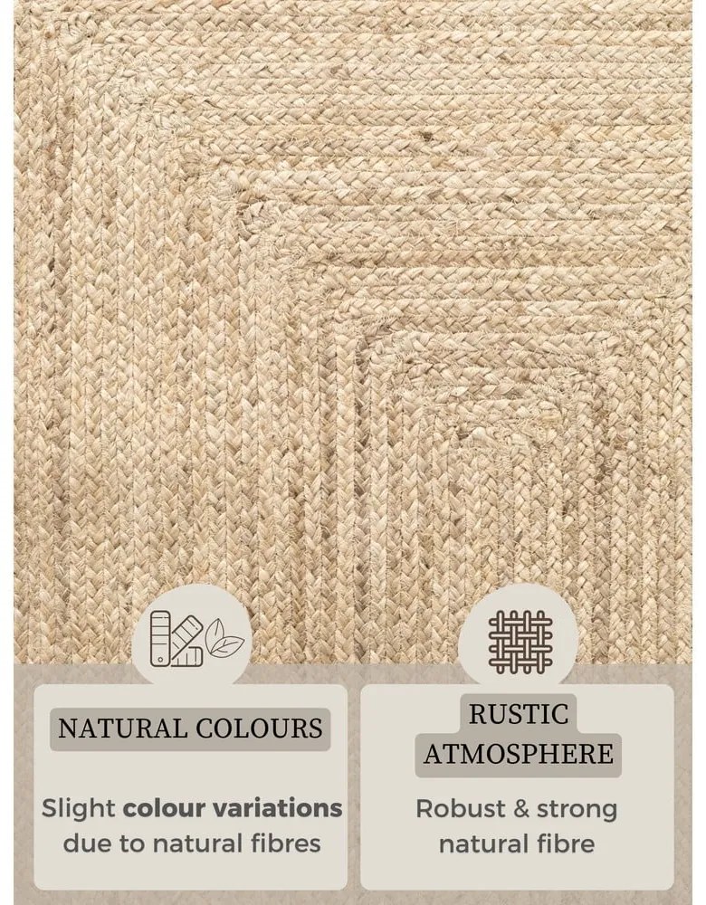 Covor tip traversă culoare naturală deschisă reversibil, țesut manual din iută 80x200 cm Sharmila Natural White – Hanse Home