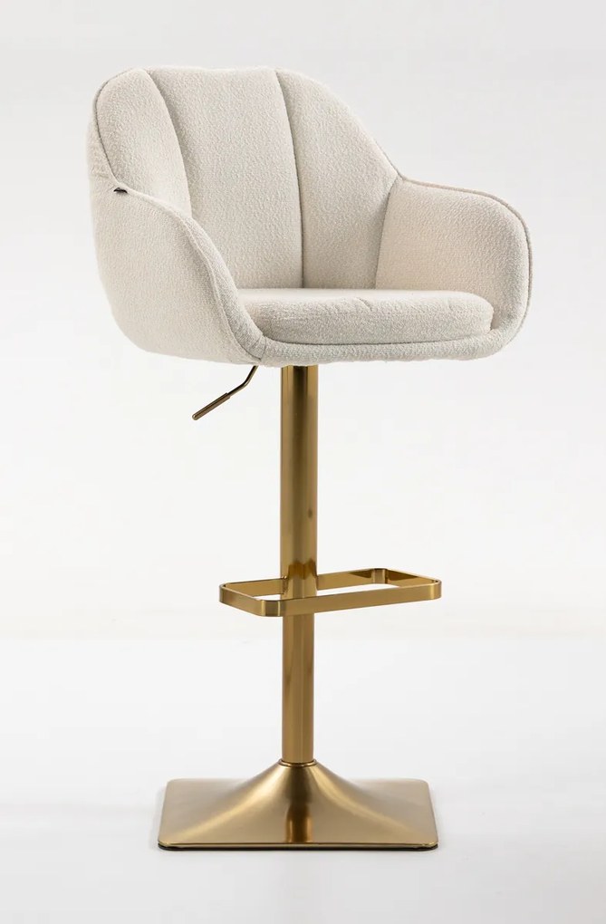 HR2055KW Scaun Crem din Boucle cu Bază Aurie