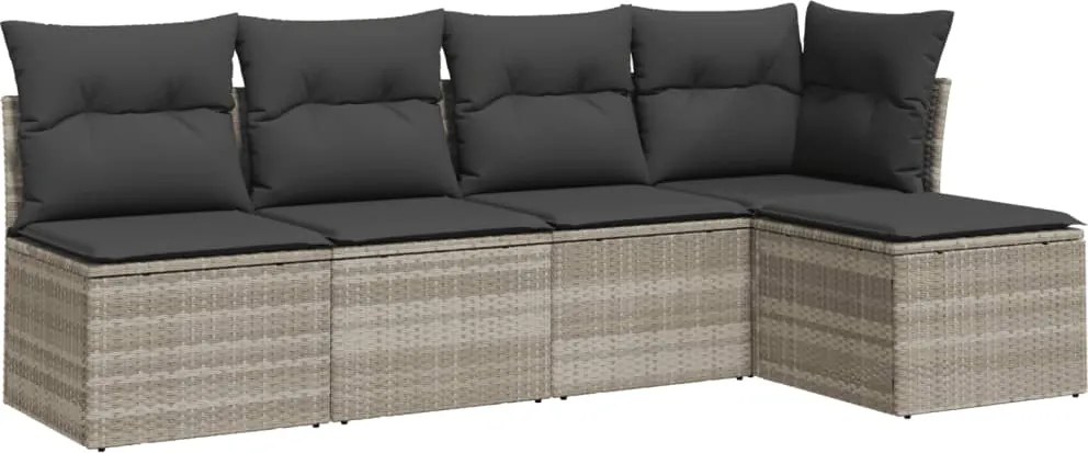 vidaXL Set canapele de grădină cu perne, 5 piese gri deschis poliratan