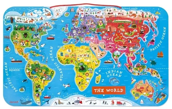 Janod - Hartă magnetică a lumii în limba engleză